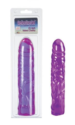 Reflective Gel Veined Chubby 8.5 Inch Purple Dildo
