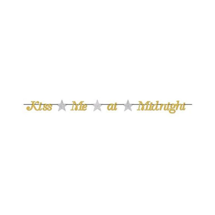 New Year's Kiss Me At Midnight Streamer - Gold/silver