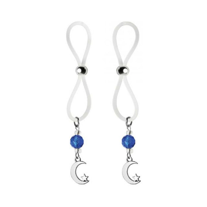 Bijoux De Nip Nipple Halos Moon & Star Charm Blue Clear