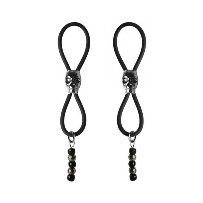 Bijoux De Nip Nipple Halos Black Skull Slider Black Silver