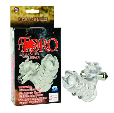 El Toro Enhancer With Beads With Removable Stimulator Waterproof 3.5 Inch Clear