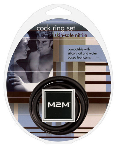M2M Cock Ring Nitrile 3 Piece Set Black