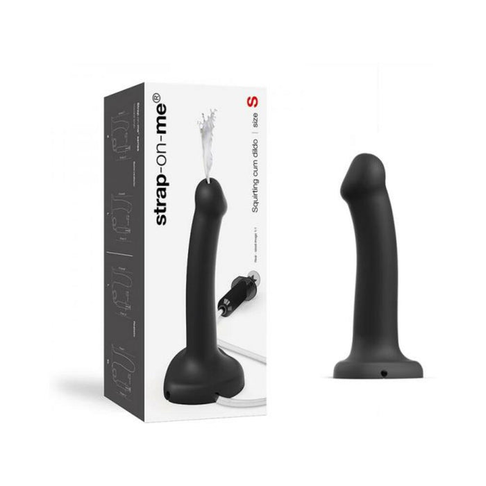 Strap-on-me Squirting Cum Semi-realistic Silicone Dildo Black S (fluid Not Included)