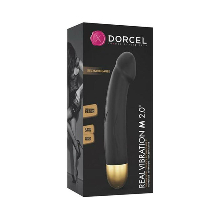 Dorcel Real Vibration M 8.6'' Rechargeable Vibrator 2.0 - Black/gold
