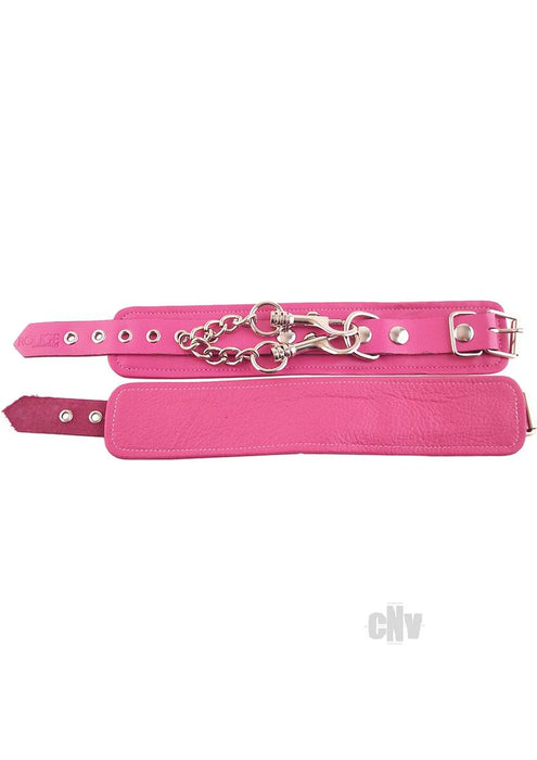 Plain Leather Wrist Cuffs - PINK