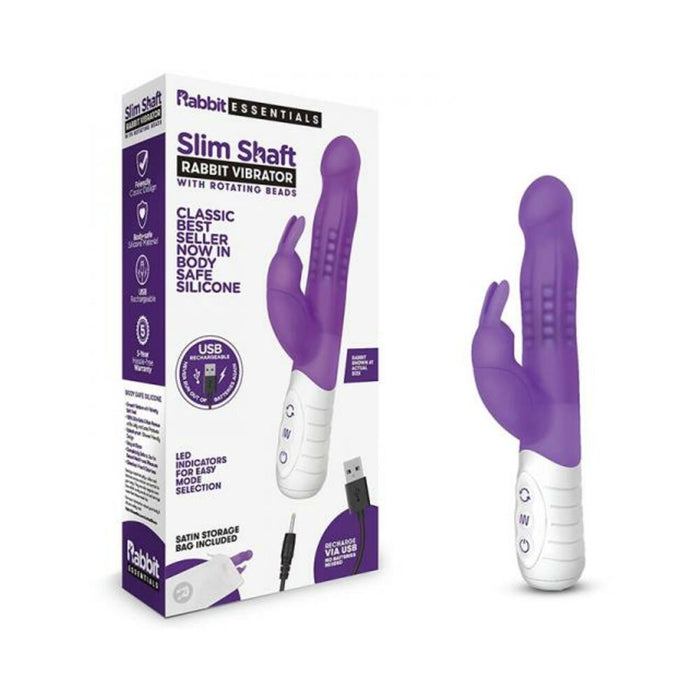 Rabbit Essentials Slim Shaft Rabbit Vibrator Purple