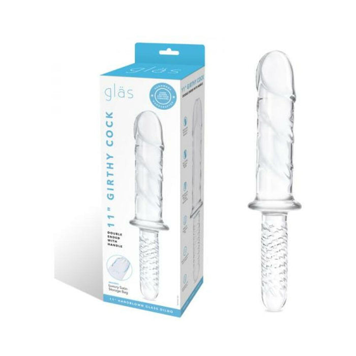 Glas 11 In. Girthy Cock Double Ended With Handle