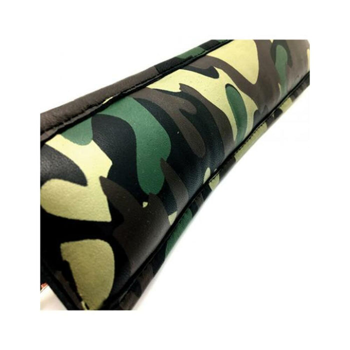 Sensual Sin Leather Padded Wrist Cuffs Camo Piping