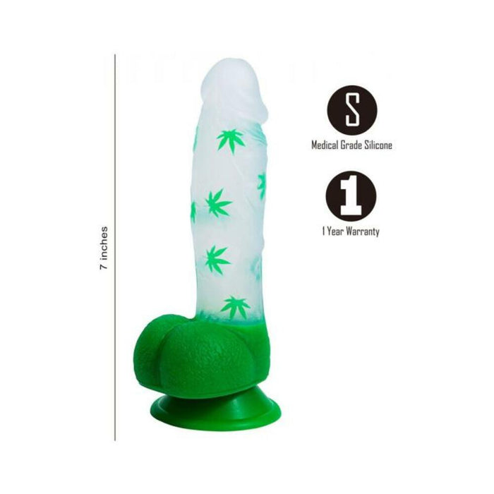 Leif 7 In 420 Pot Leaf Print Silicone Dong