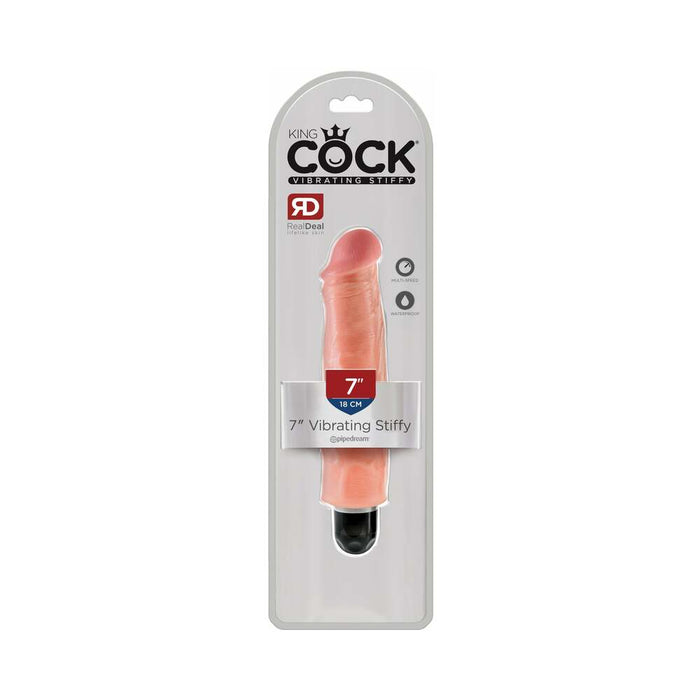 King Cock 7 inches Vibrating Stiffy Beige