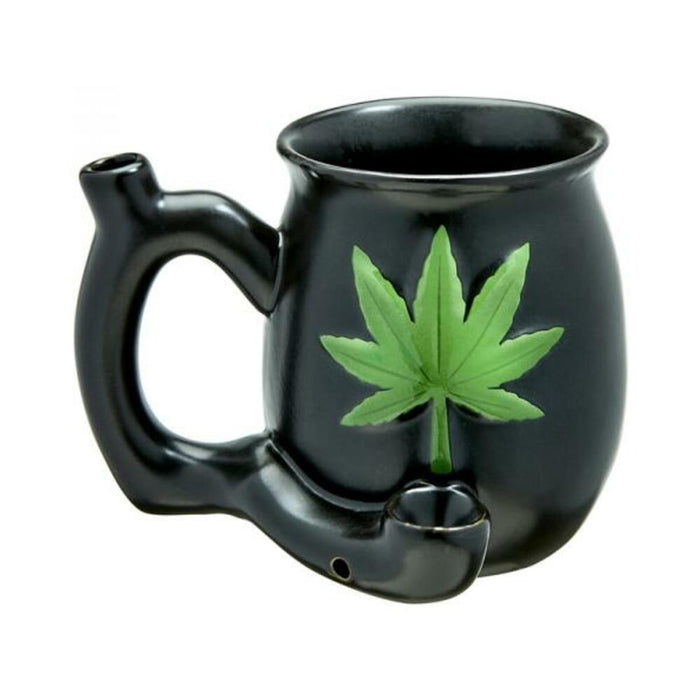 Fashioncraft Matte Black With Embossed Green Leaf Roast & Toast Mug
