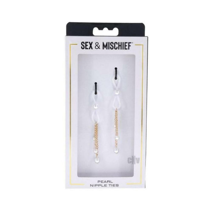 Sandm Pearl Nipple Ties Wht/gld