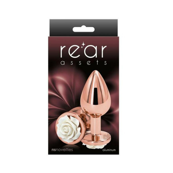 Rear Assets Rose Anal Plug - Medium - White