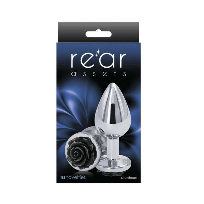 Rear Assets Rose Anal Plug - Medium - Black