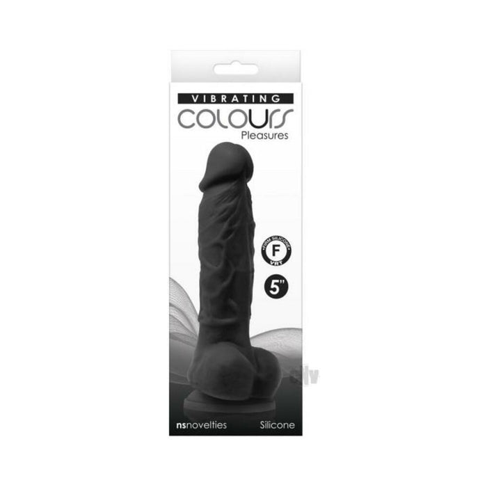 Colours Pleasures Vibrating 5'' Dildo - Black