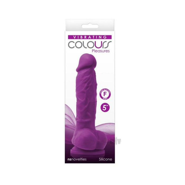 Colours Pleasures Vibrating 5'' Dildo - Purple