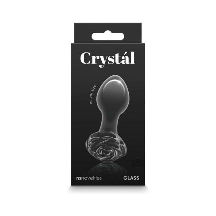 Crystal Rose Glass Anal Plug Black