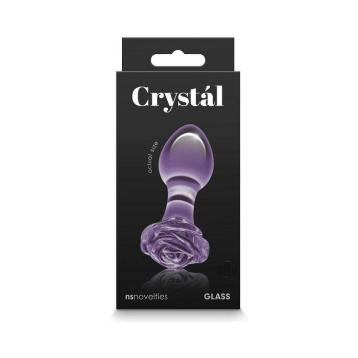 Crystal Rose Glass Anal Plug Purple