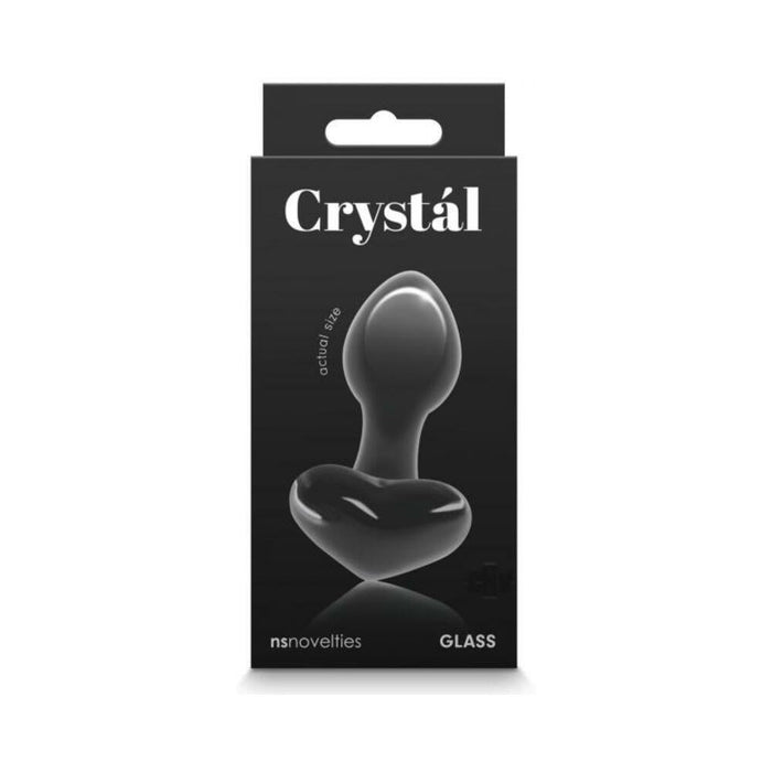 Crystal Heart Glass Anal Plug Black