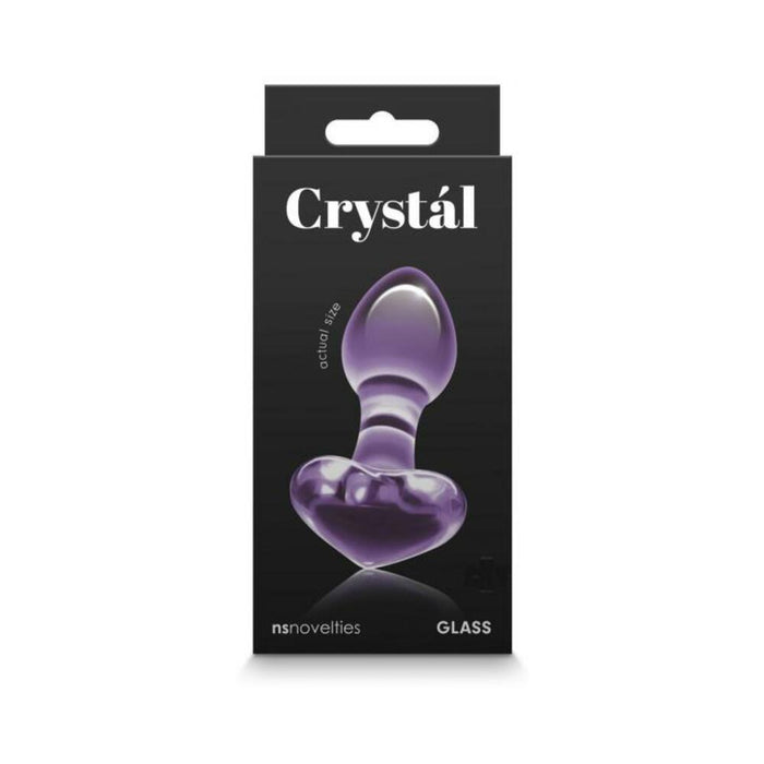 Crystal Heart Glass Anal Plug Purple