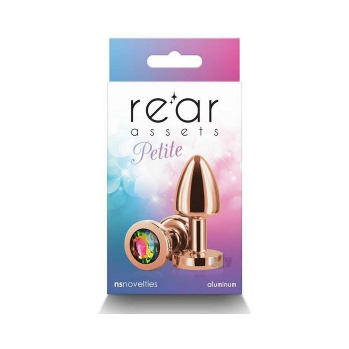 Rear Assets Petite Metal Anal Plug Rose Gold/rainbow