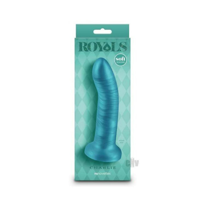 Royals Charlie 6 In. Metallic Curved Dildo Teal