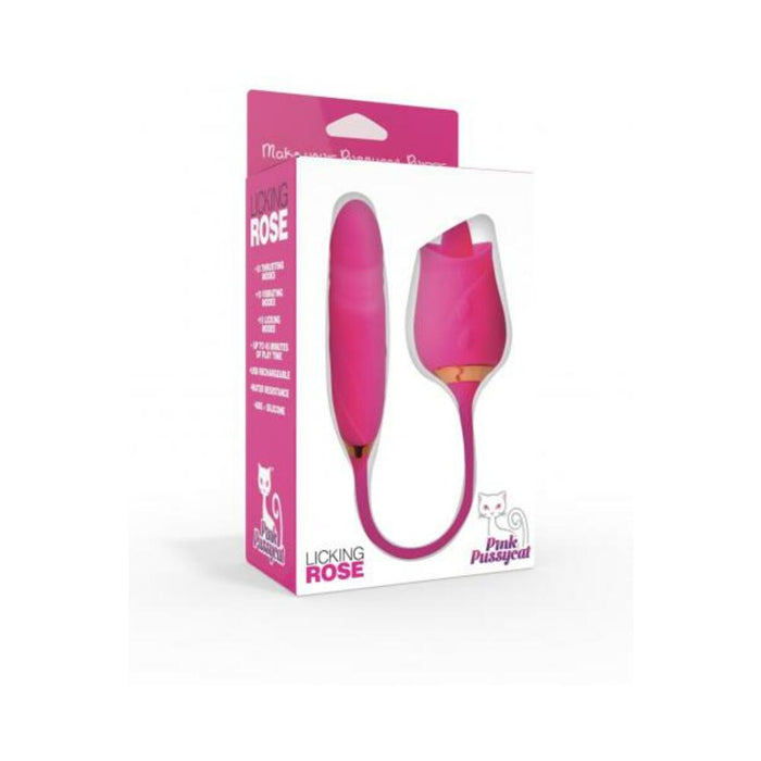 Pink Pussycat Licking Rose