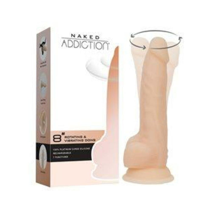 Naked Addiction Rotating & Vibrating Dong 8'' Vanilla