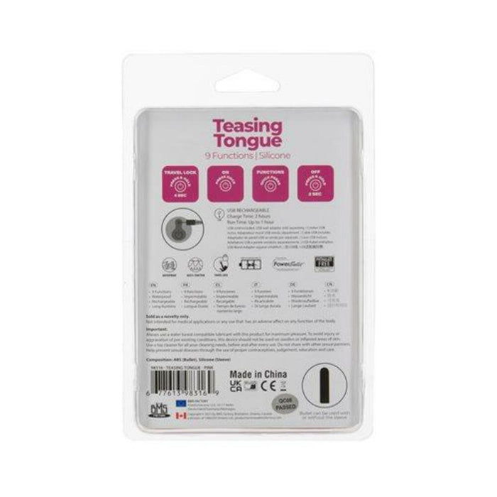 Powerbullet Teasing Tongue With Mini Rechargeable Bullet 2.5 In. Pink