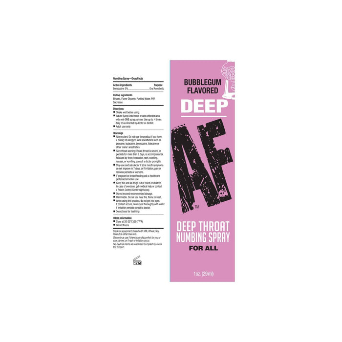 Deep AF Numbing Deep Throat Spray Bubblegum 1 oz.