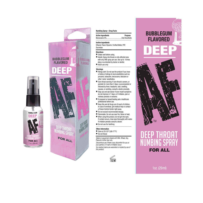 Deep AF Numbing Deep Throat Spray Bubblegum 1 oz.