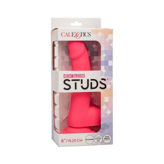 Silicone Studs Neon 6'' Dildo - Pink