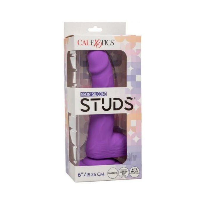 Silicone Studs Neon 6'' Dildo - Purple
