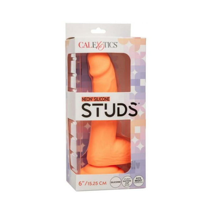 Silicone Studs Neon 6'' Dildo - Orange