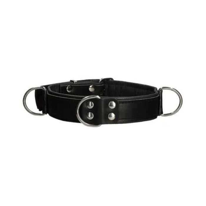 Premium Leather Bondage Collar - Black