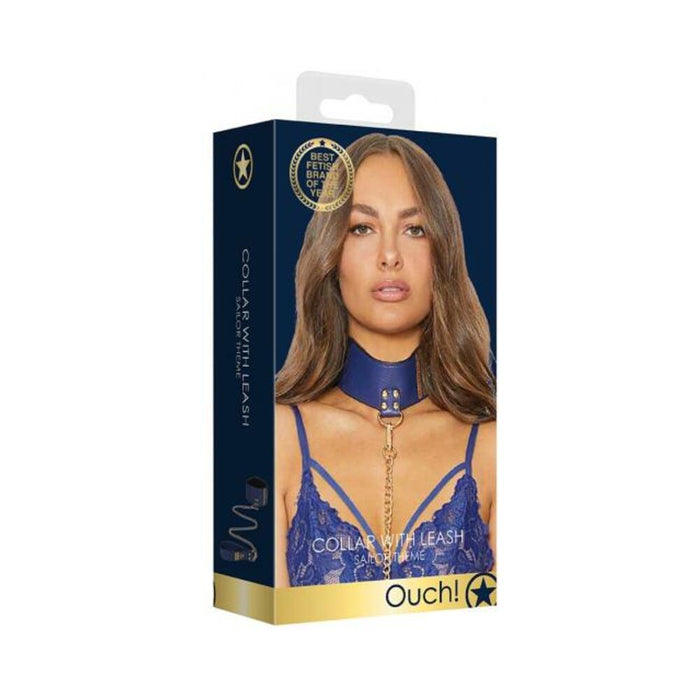 Ouch Collar With Leash Sailor Theme Blue