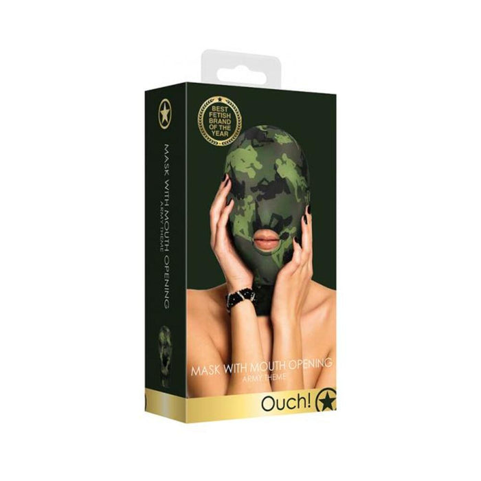Ouch Mask With Mouth Opening - Army Theme - Green
