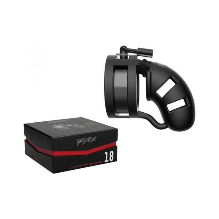 Man Cage Model 18 - Chastity - 3.5'' - Silicone Cage Ballsplitter - Black