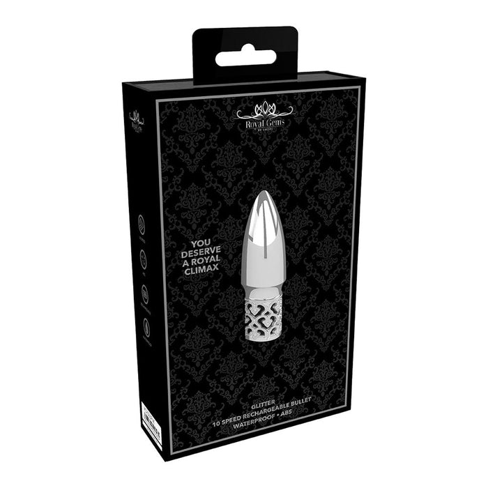 Royal Gems Glitter Rechargeable Abs Bullet Silver