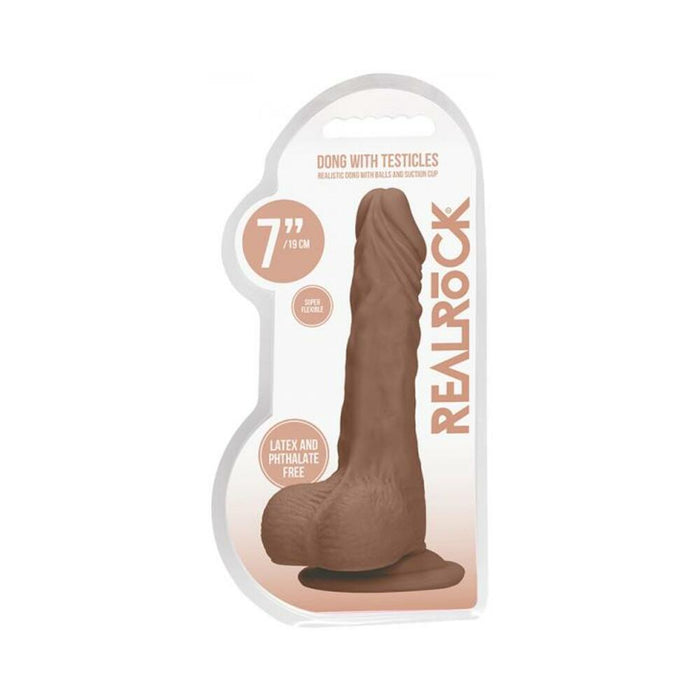 Real Rock Realistic Dildo With Balls - 7'' - 17 Cm - Mocha