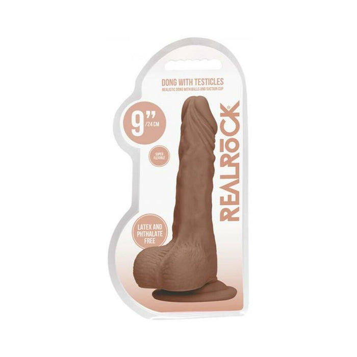 Real Rock Realistic Dildo With Balls - 9''' - 23 Cm - Mocha