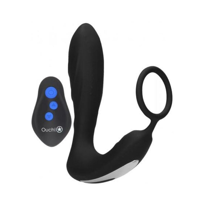 E-stim & Vibrating Butt Plug And Cock Ring And Wireless Remote  Black