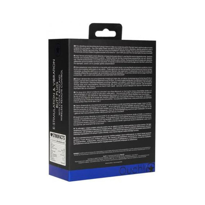 E-stim & Vibrating Butt Plug And Cock Ring And Wireless Remote  Black