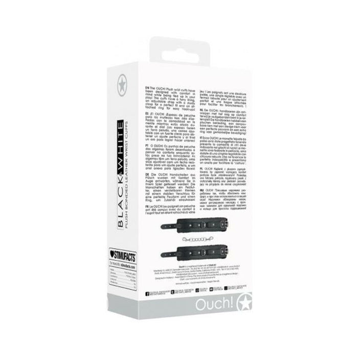 Ouch Plush Bond Leather Hand Cuffs Blk