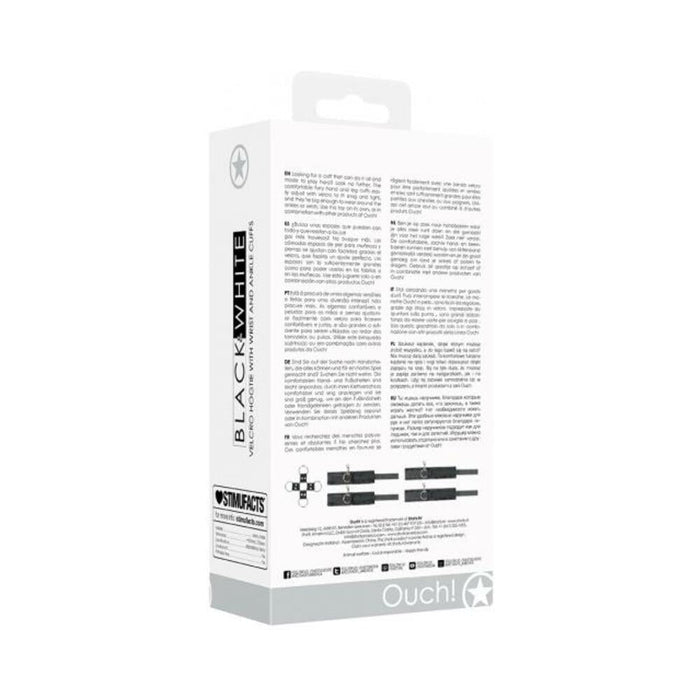 Ouch! Black & White Velcro Hogtie With Hand And Ankle Cuffs Black