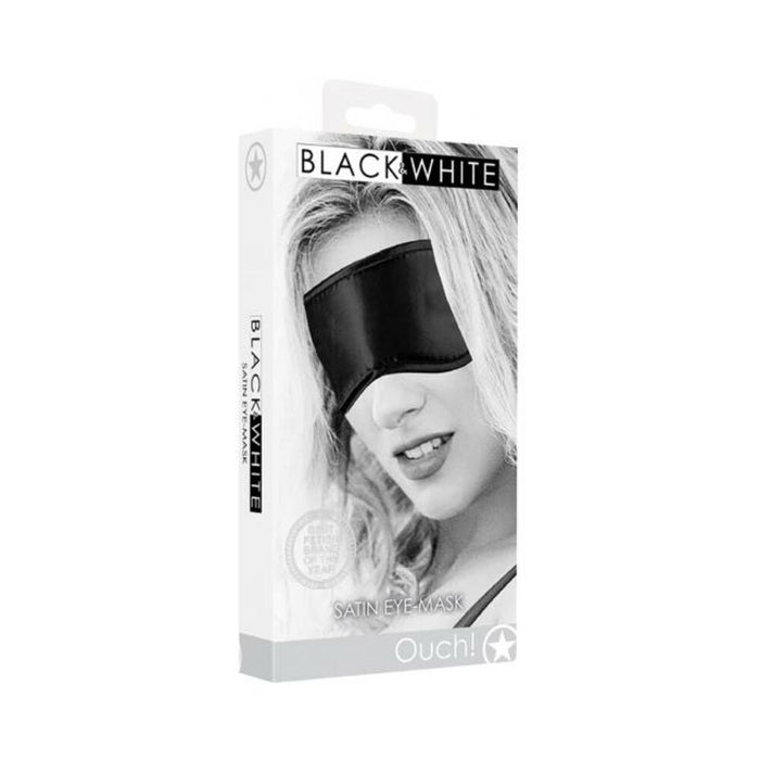 Ouch! Black & White Satin Eye Mask Black