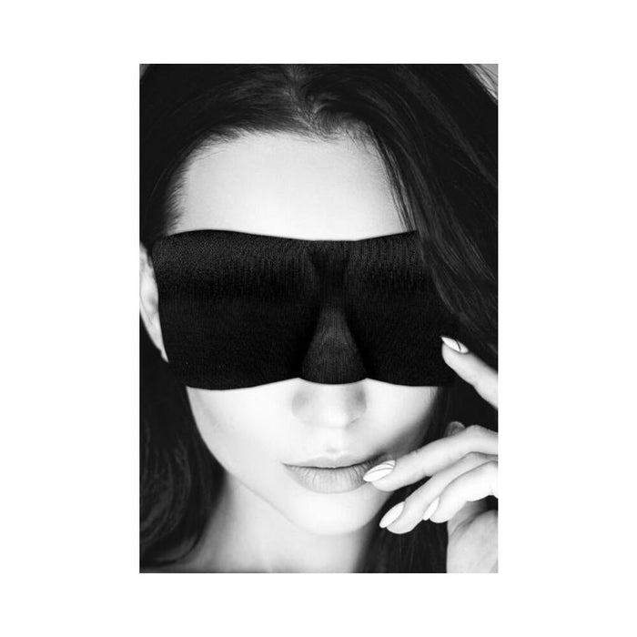 Ouch! Black & White Satin Curvy Eye Mask With Elastic Straps Black