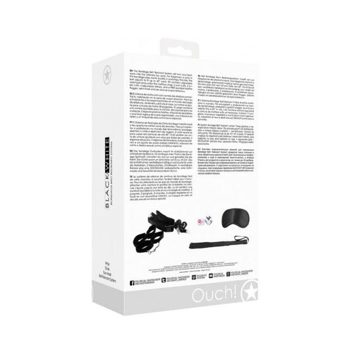 Ouch! Black & White Bondage Belt Restraint System Black