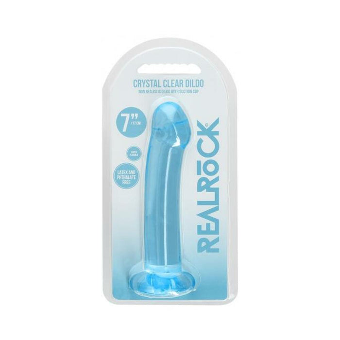 Realrock Crystal Clear Non-realistic Dildo With Suction Cup 6.7 In. Blue