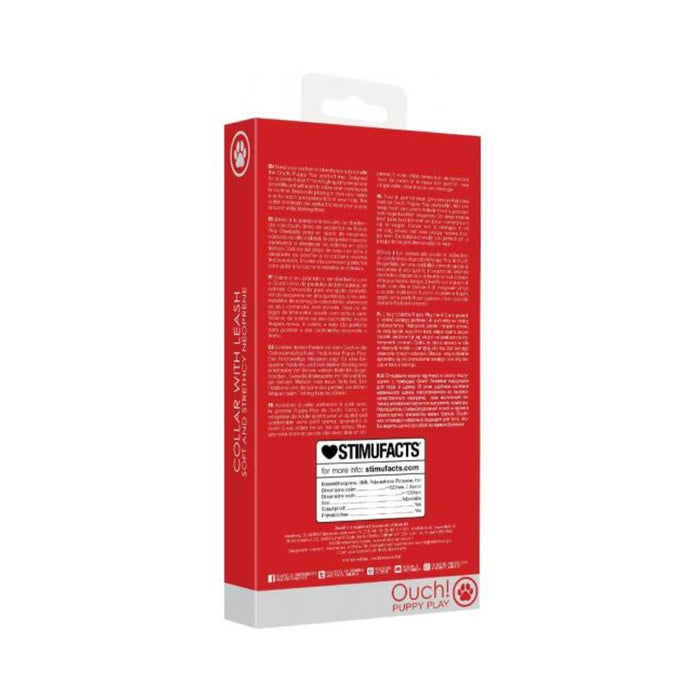 Ouch Neoprene Collar W/leash Red